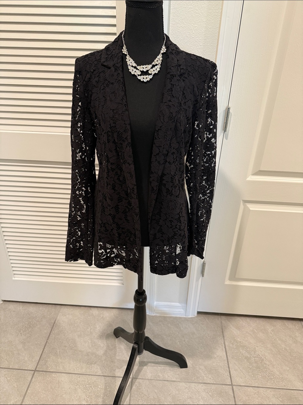 Apt. 9 Black Lace Open-Front Blazer